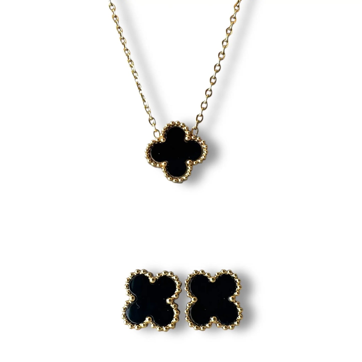 Siyah Yonca Altın Set