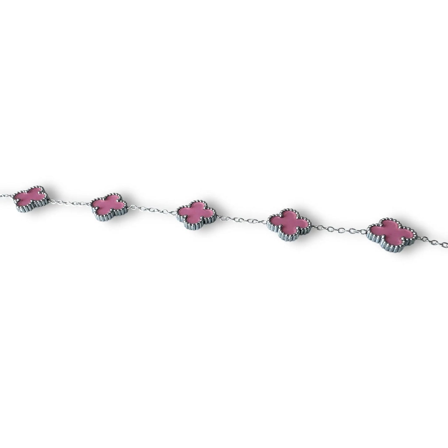 Pembe Yonca Gümüş Bileklik