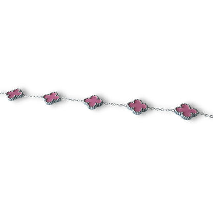 Pembe Yonca Gümüş Bileklik