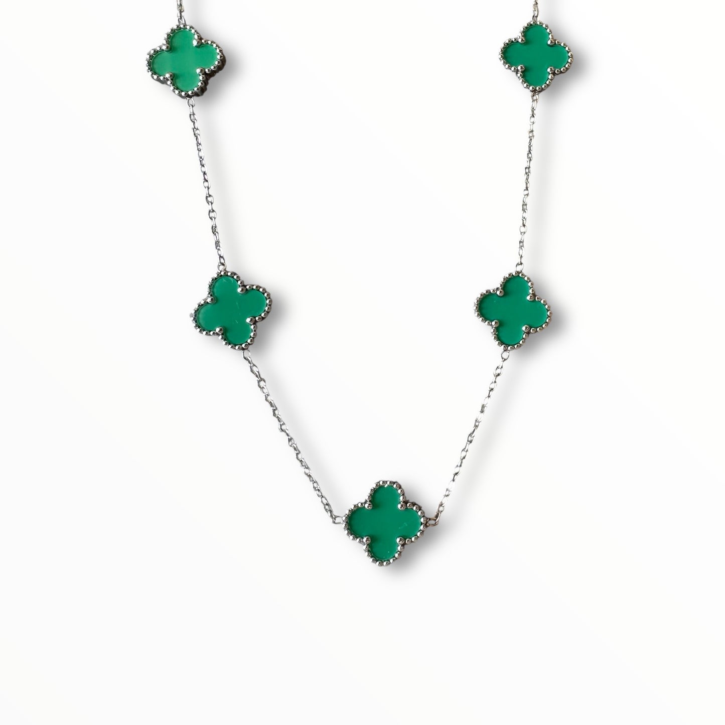 Yeşil Yonca Gümüş Kolye