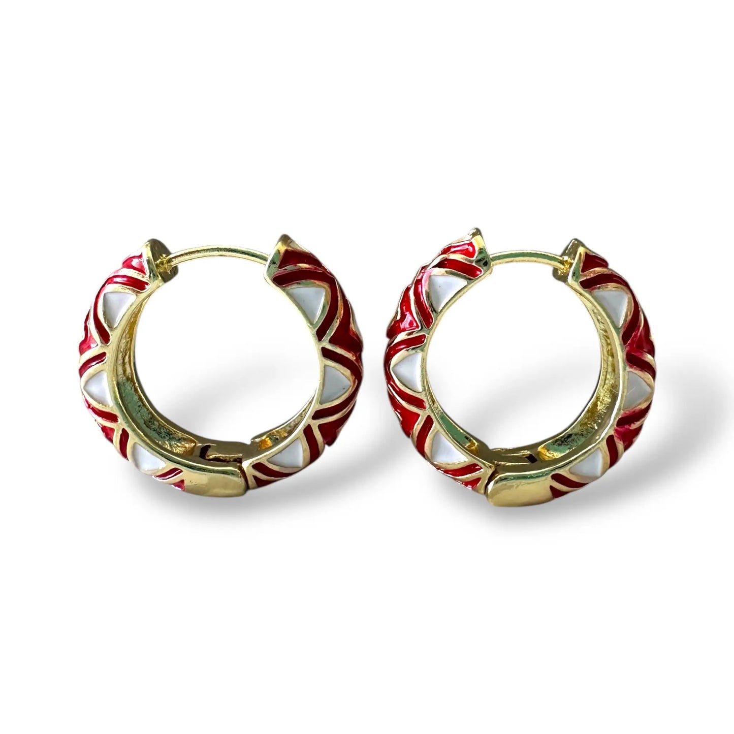 Kırmızı Beyaz Mineli Küpe