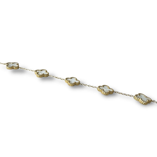 Beyaz Yonca Altın Bileklik