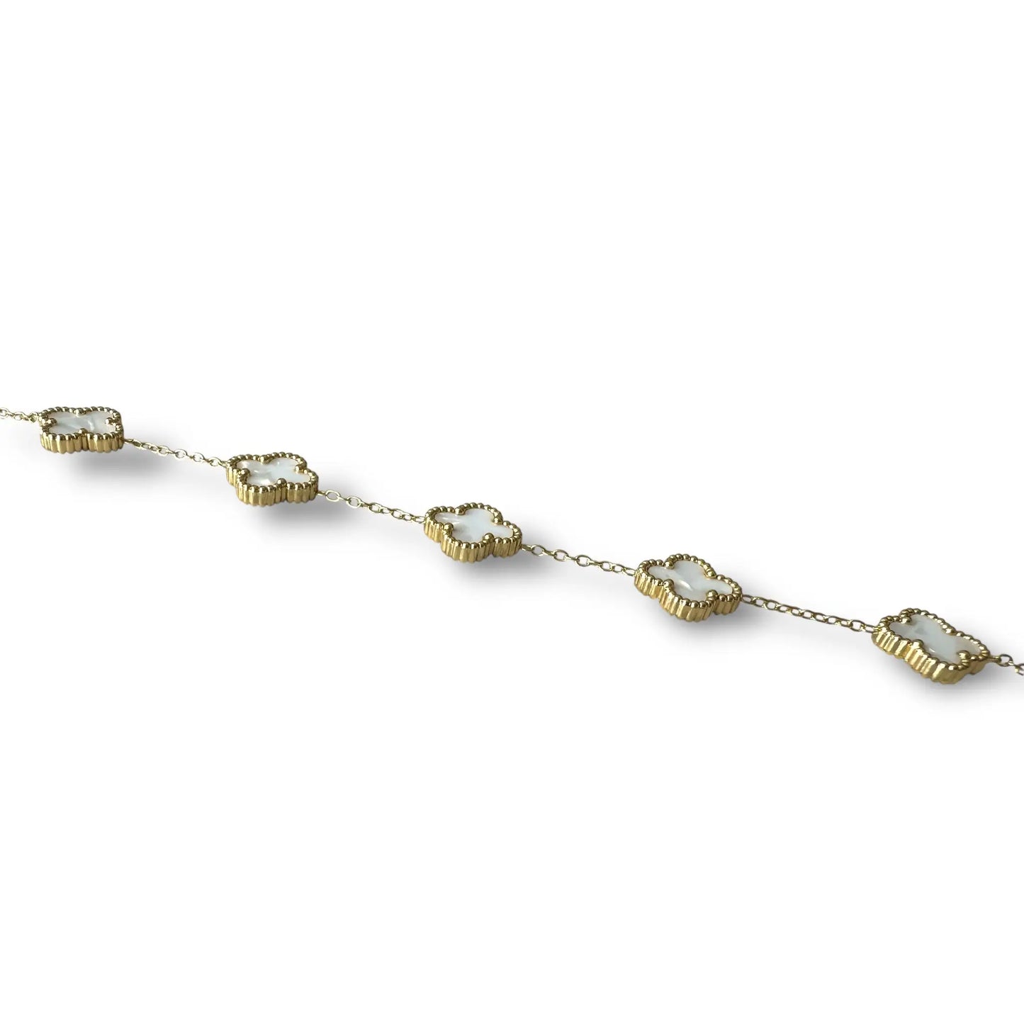 Beyaz Yonca Altın Bileklik