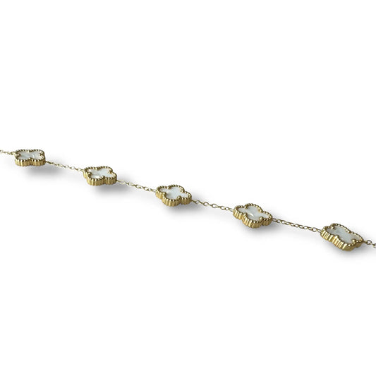 Beyaz Yonca Altın Bileklik