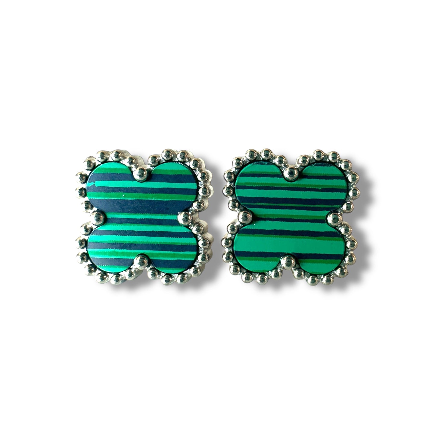 Yeşil Siyah Çizgili Yonca Gümüş Set