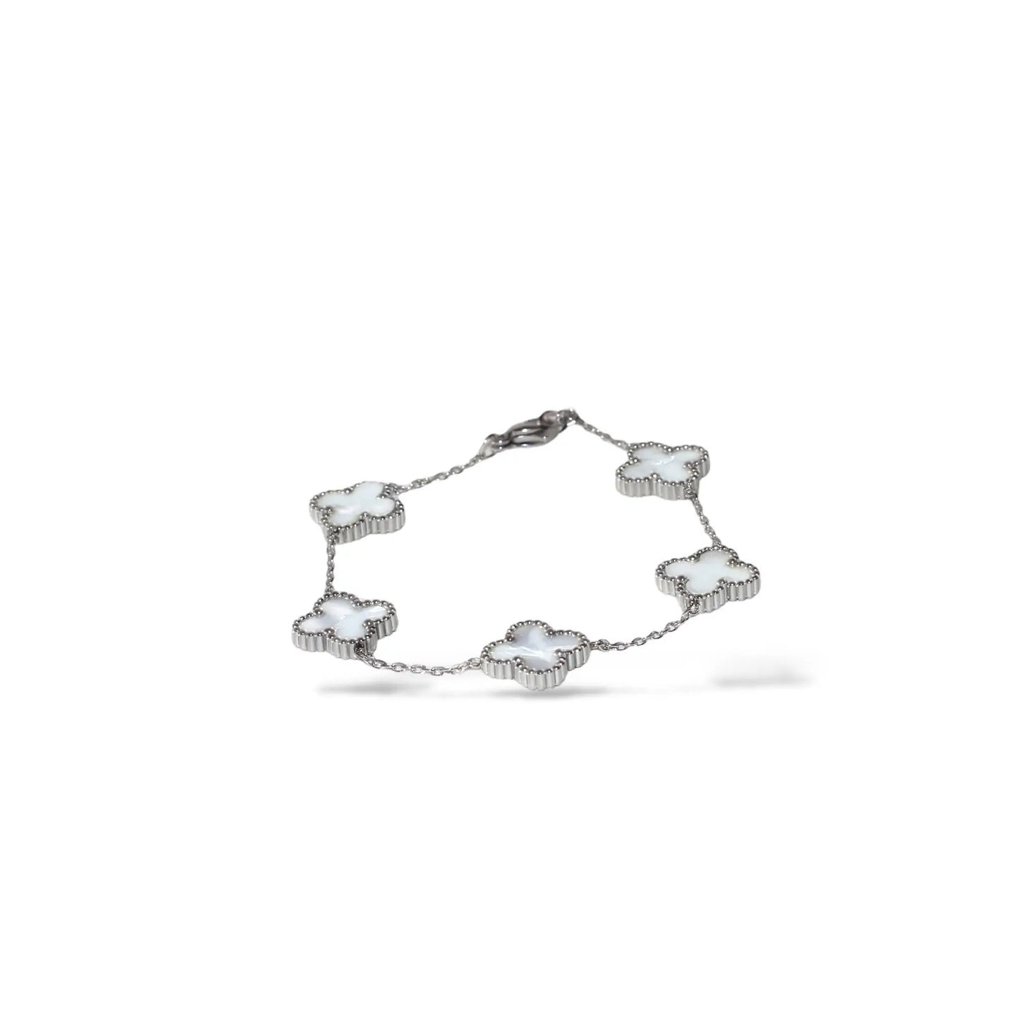 Beyaz Yonca Gümüş Bileklik