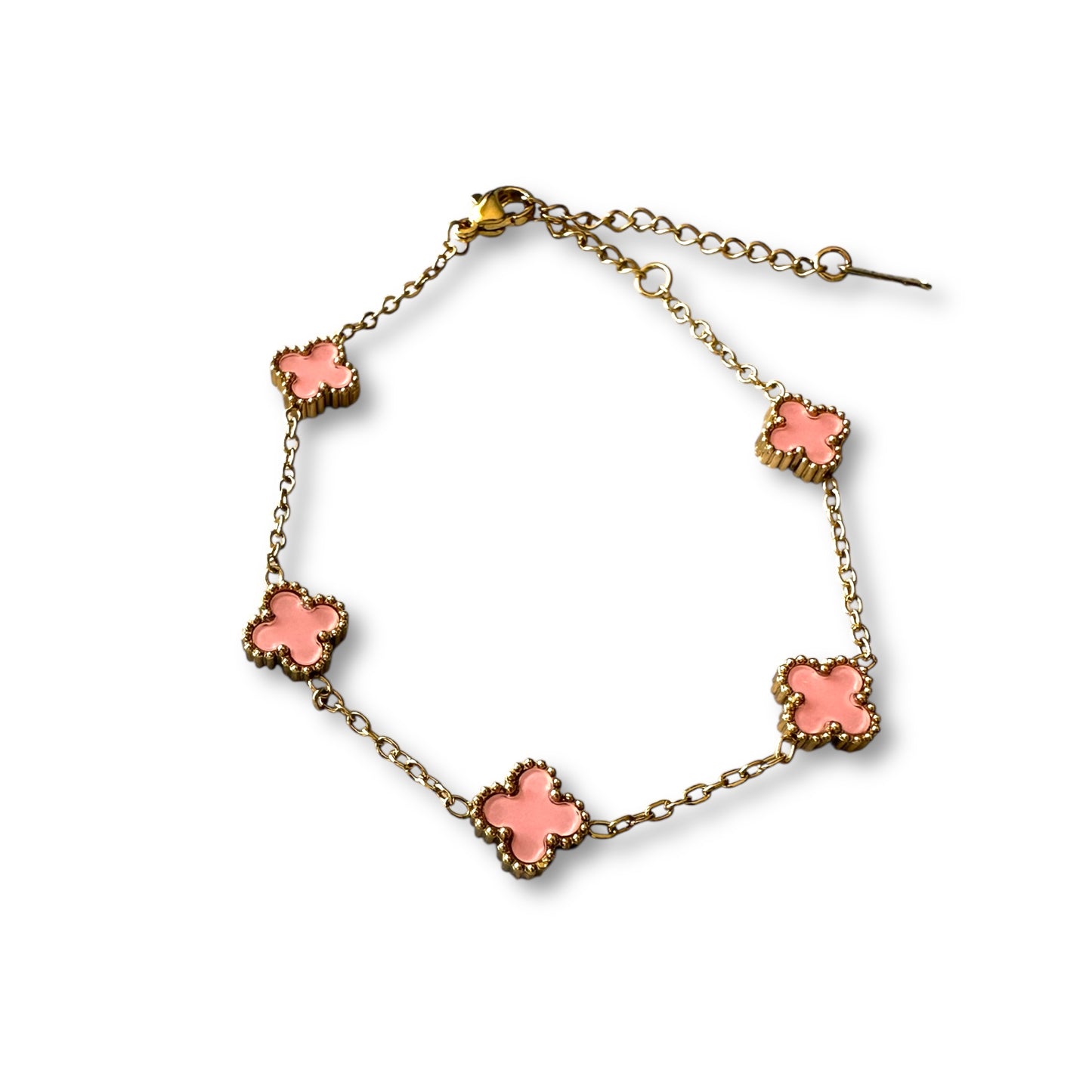 Küçük Pembe Yonca Altın Bileklik
