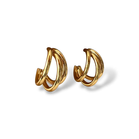 Üç Çizgili Altın Küpe