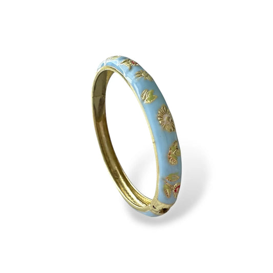 VİP Mineli Çiçekli Mavi Kelepçe