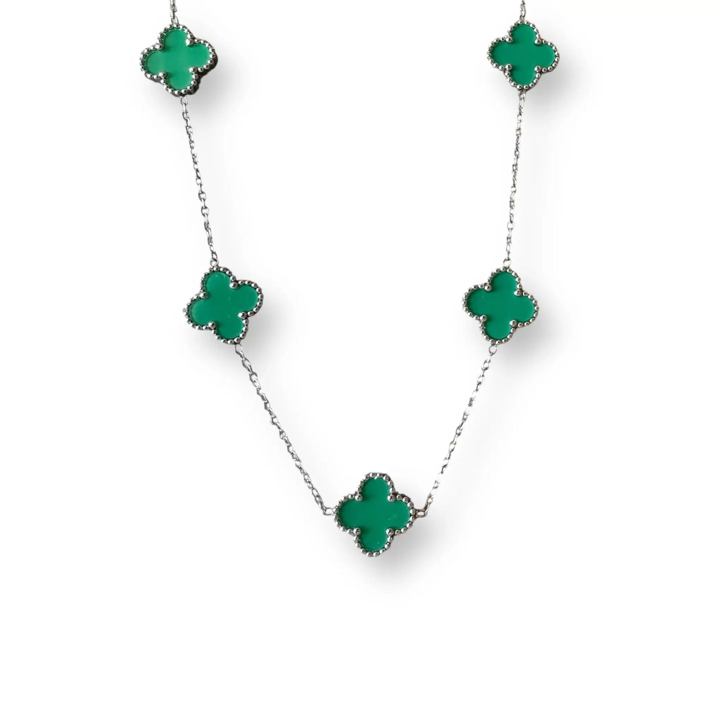 Yeşil Yonca Gümüş Kolye