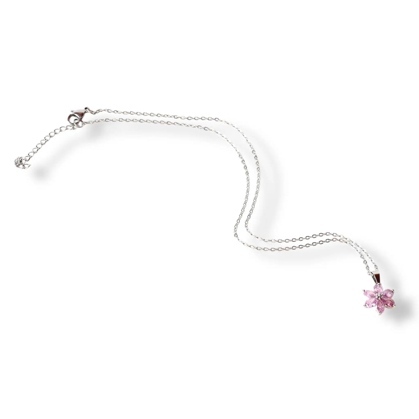 Pembe Lotus Gümüş Kolye