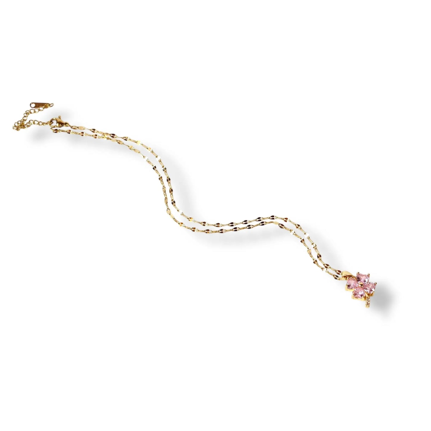 Pembe Çiçek Altın Kolye