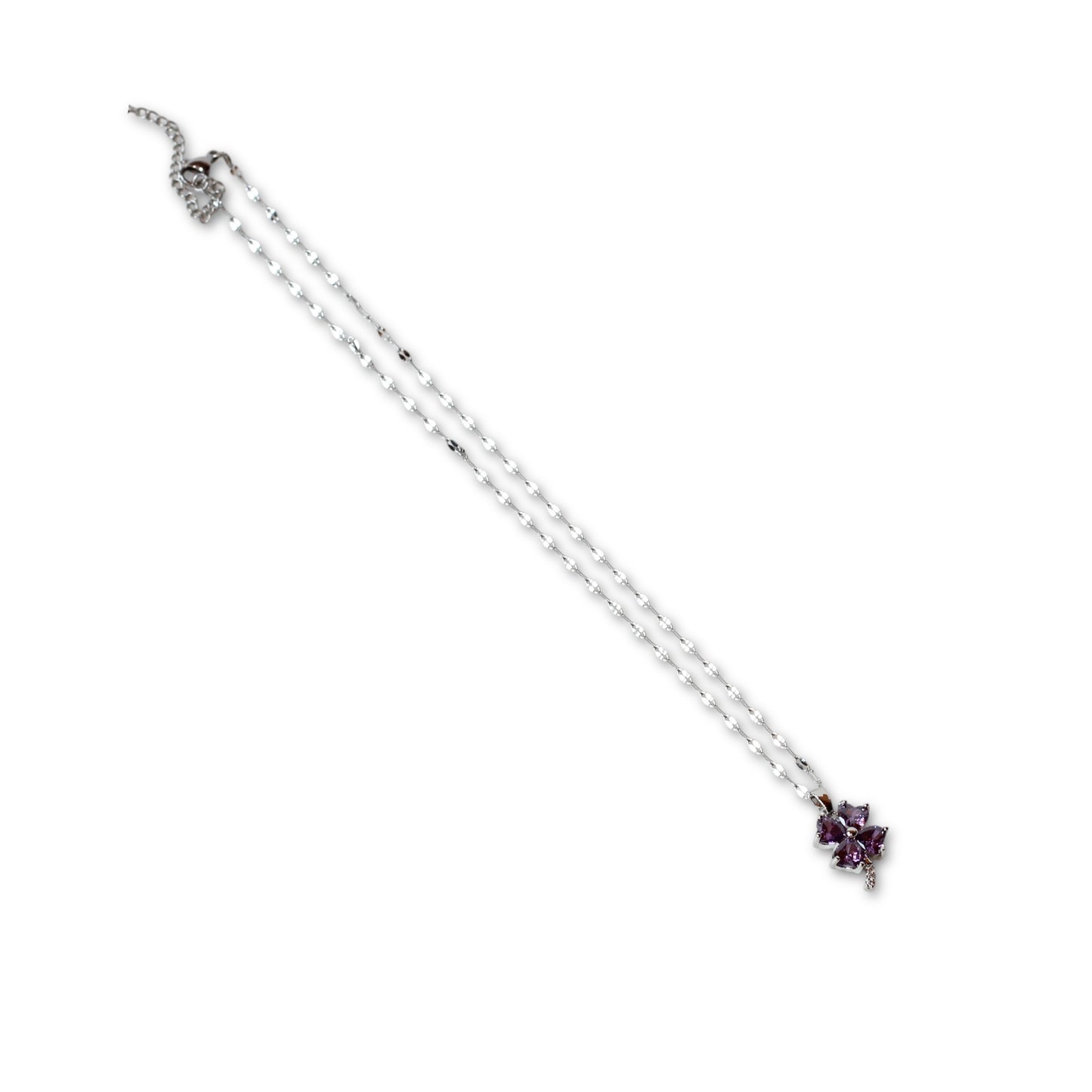 Mor Çiçek Gümüş Kolye