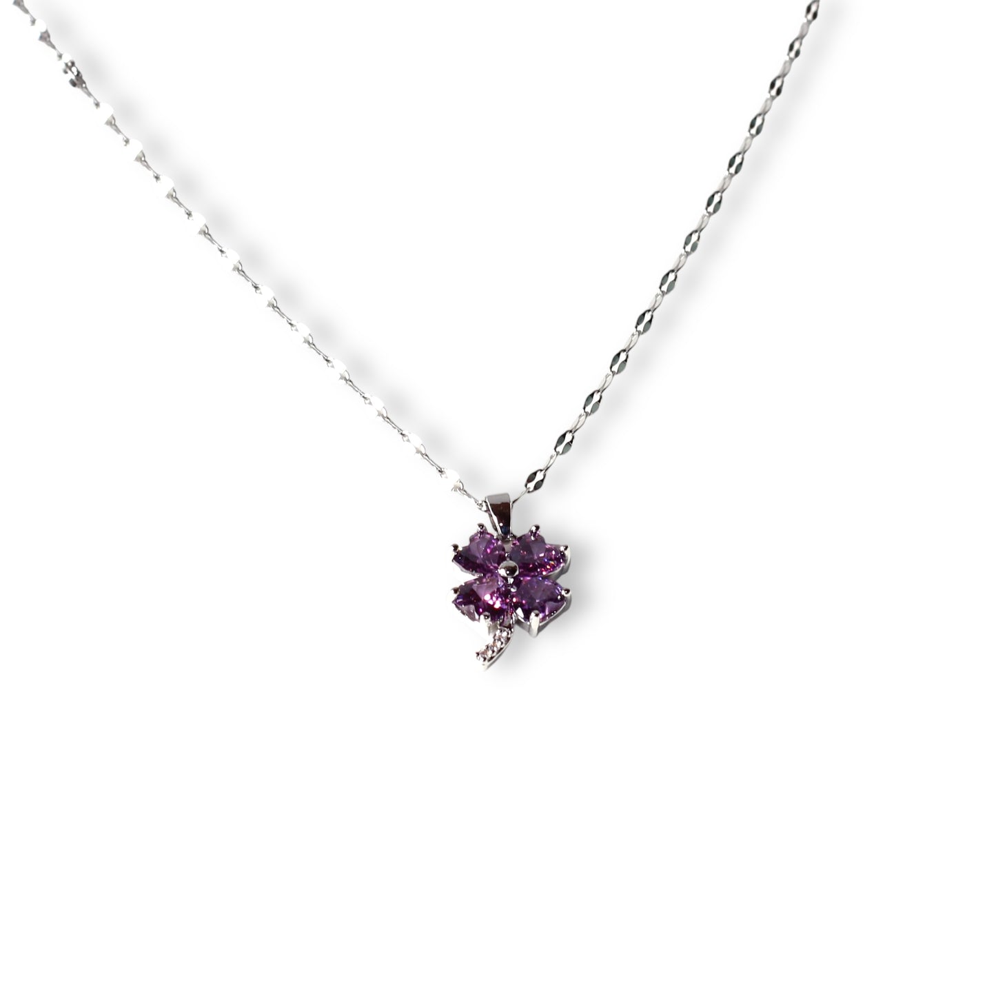 Mor Çiçek Gümüş Kolye