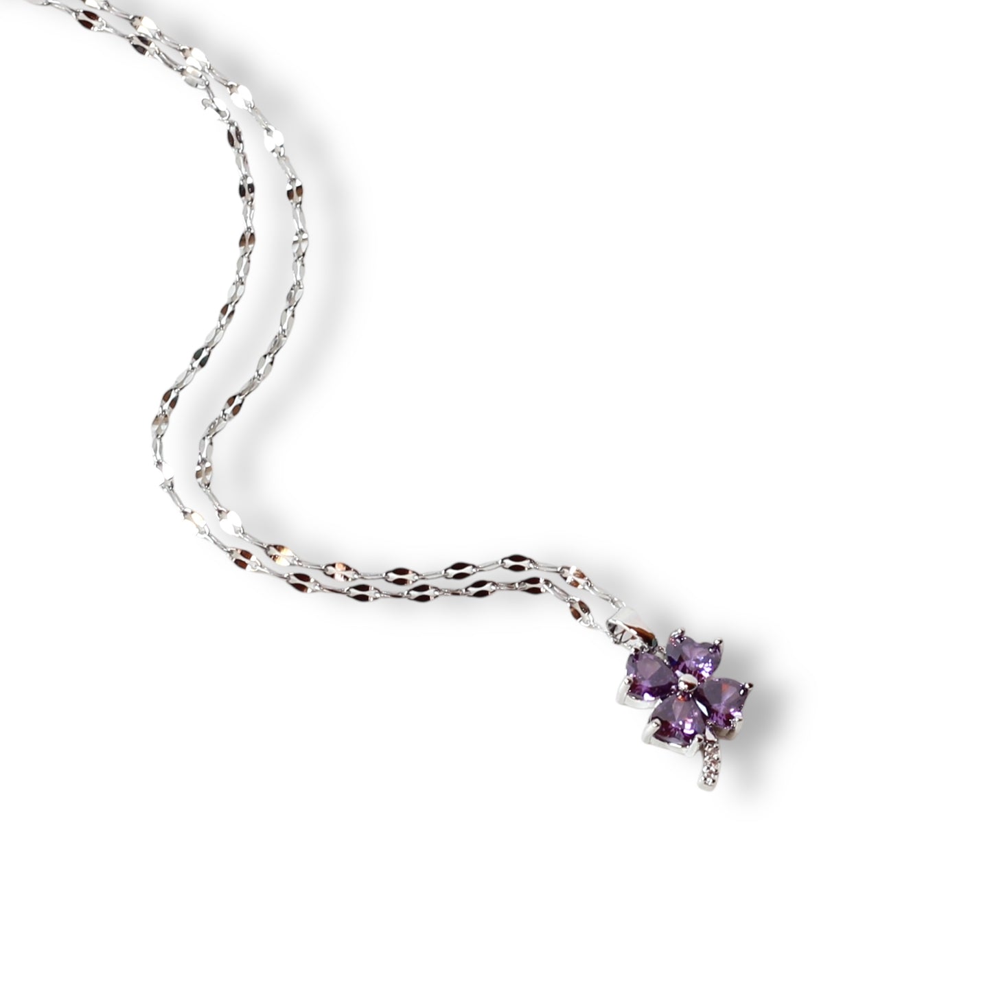 Mor Çiçek Gümüş Kolye