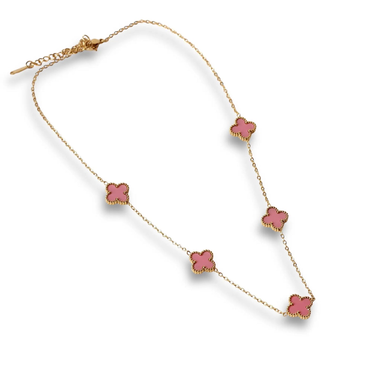 Pembe Yonca Altın Kolye