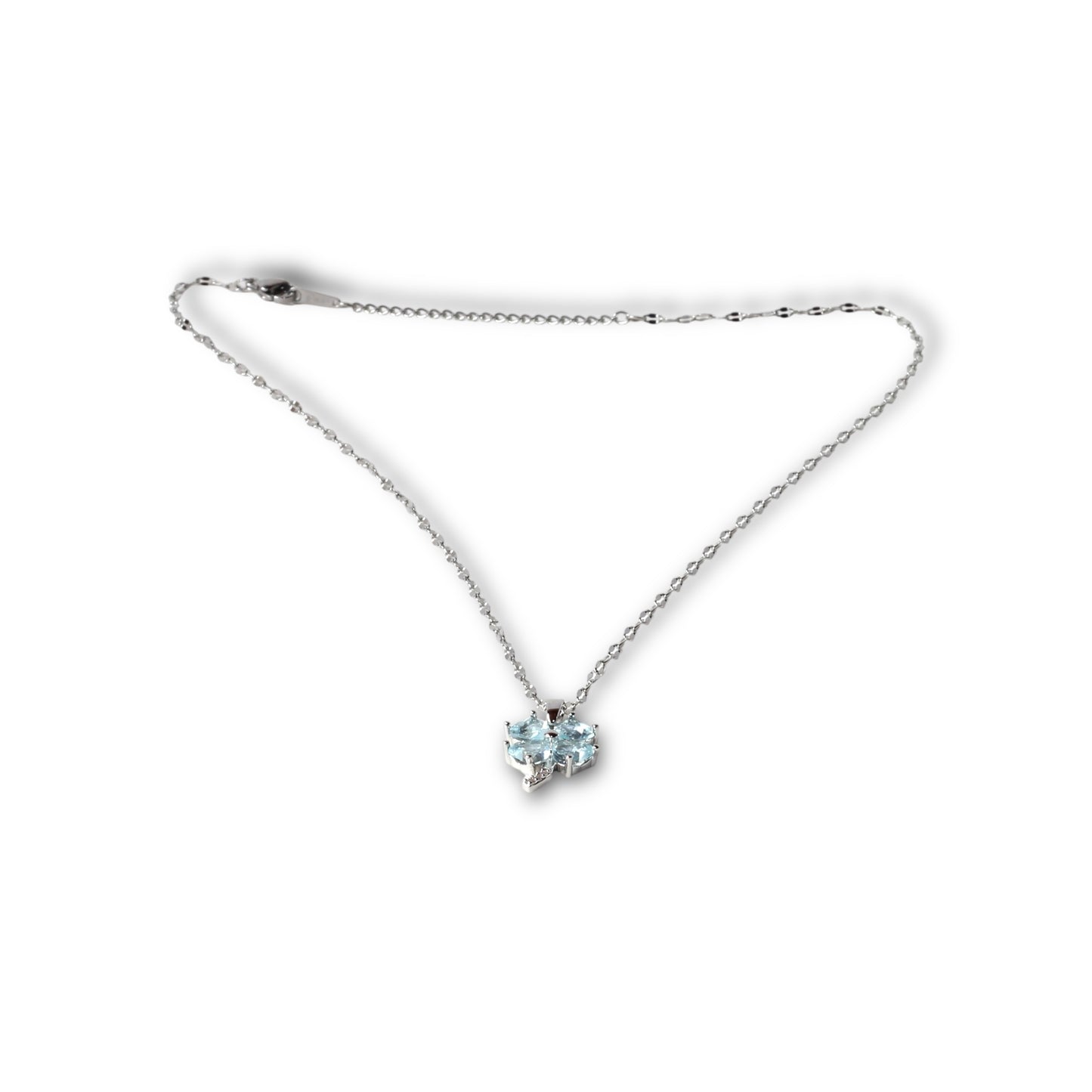 Buz Mavi Çiçek Gümüş Kolye