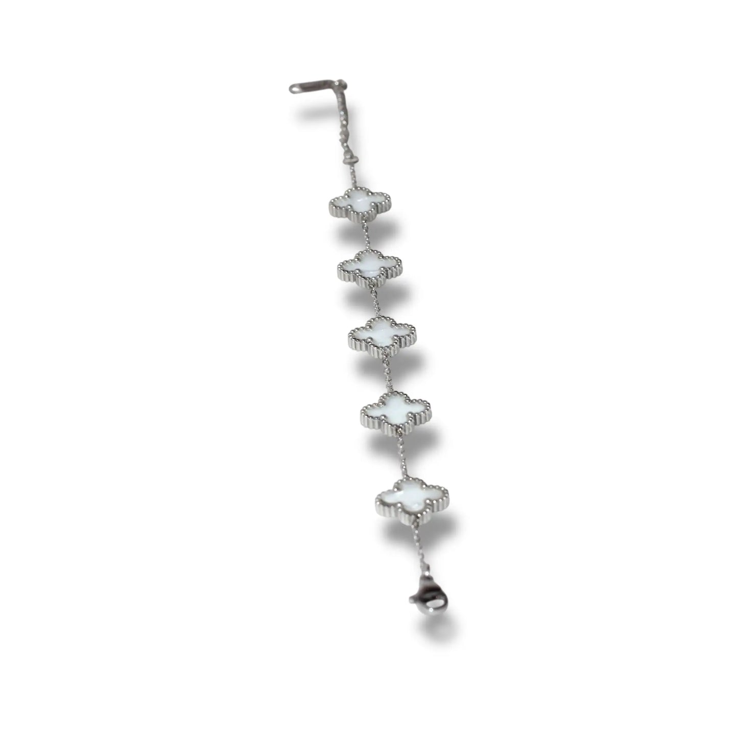 Beyaz Yonca Gümüş Bileklik