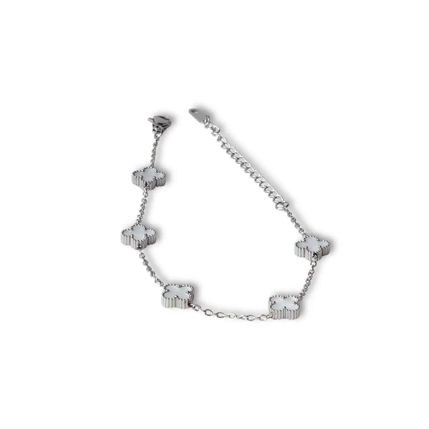 Beyaz Yonca Gümüş Bileklik