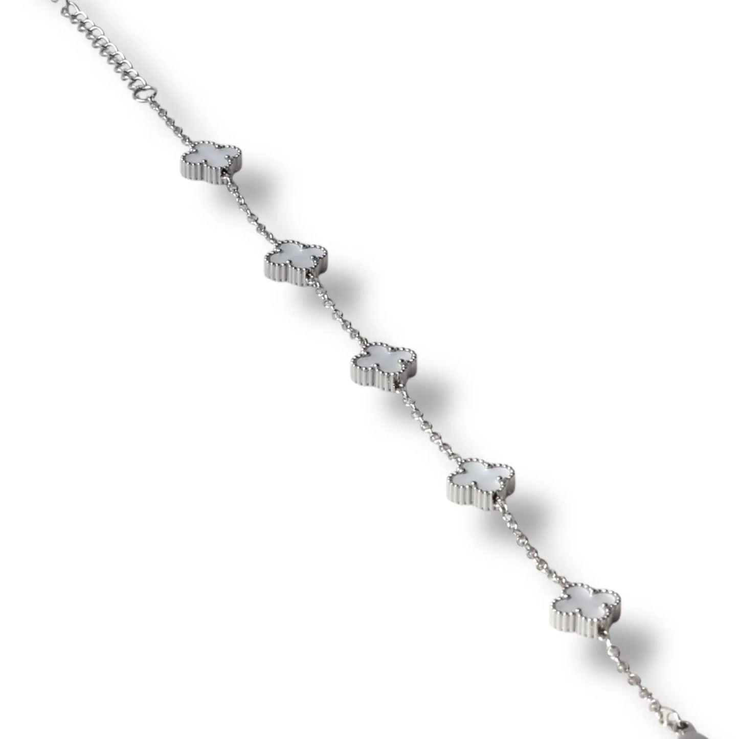 Beyaz Yonca Gümüş Bileklik